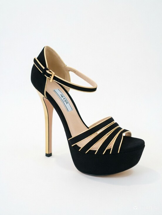 Prada Shoes - Prada Black/Gold Suede And Leather Open Toe Ankle Strap Platform Sandals